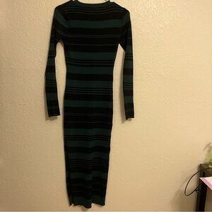 NWOT - Striped Navy Blue & Green Long-Sleeve Maxi Sweater Dress - Size L